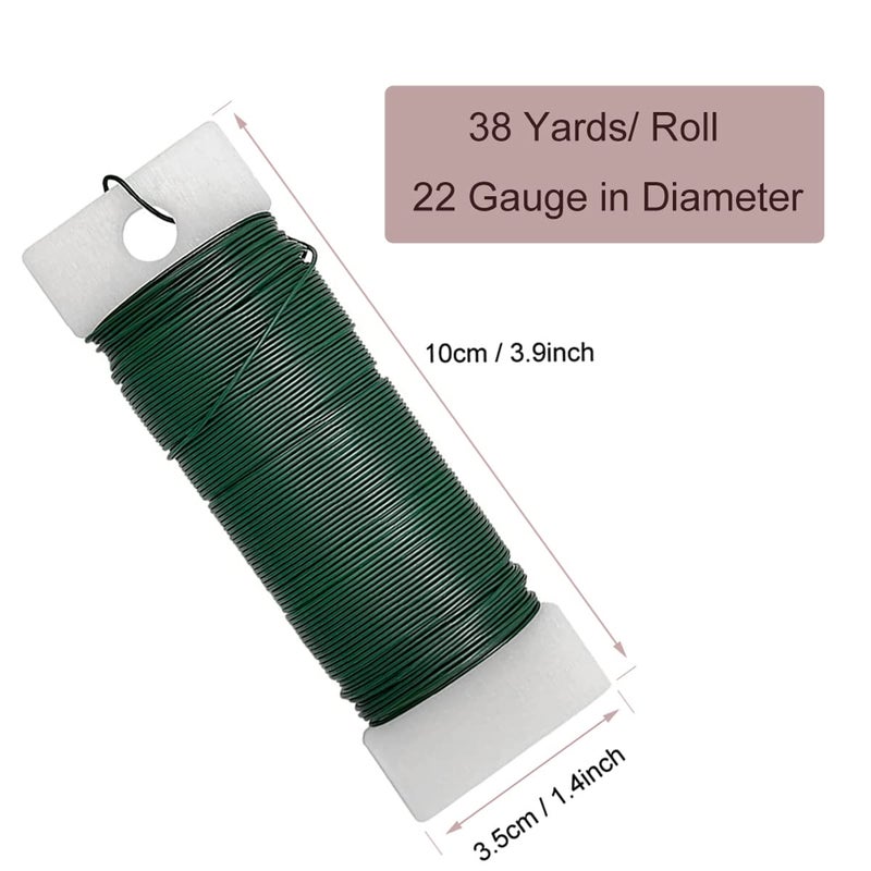 JFFX Floral Wire, 38 Yards 22 Gauge Flexible Green Flower Wire for Wreath Making Craft Flower Arrangements - Image 2